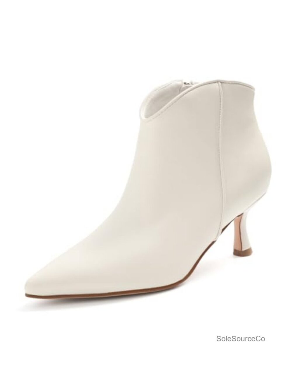Faux Leather Kitten Heel Pointed Toe Ankle Booties Slip-On